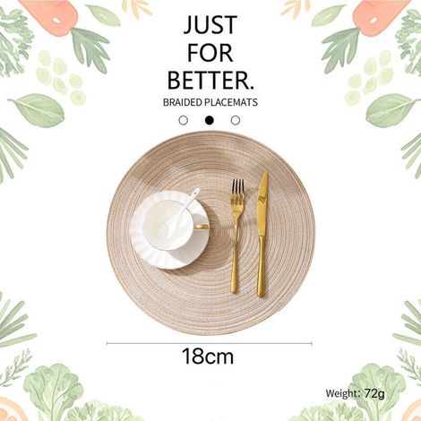 Lot de 4 sets de table ronds en coton tissé, sets de table antidérapants lavables résistants à la chaleur, sets de table ronds pour fêtes et dîners de table