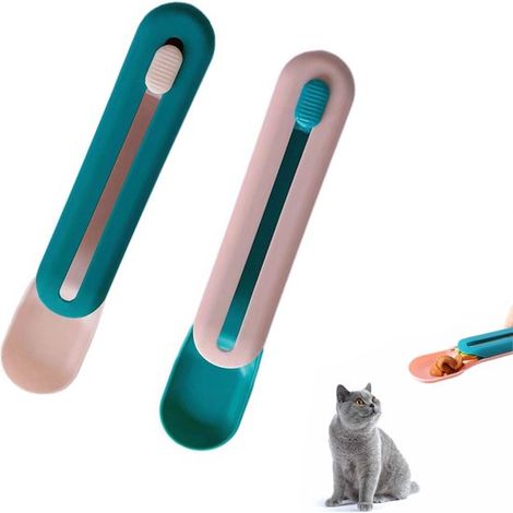 2er-Pack Katzenfutterspender, verstellbarer Quetschspender für Katzenfutter und Leckerlis, abgestuftes Leckpad/Schaufel für die Fütterung von Haustieren, leicht zu reinigendes Katzenzubehör.