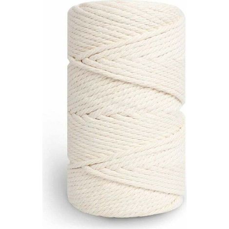Corde Macramé 5mm×100m, 100% Fil Coton pour Macrame, Ficelle Coton pour DIY, Décoration, Tricotage, Cadeau - Beige (1/5)