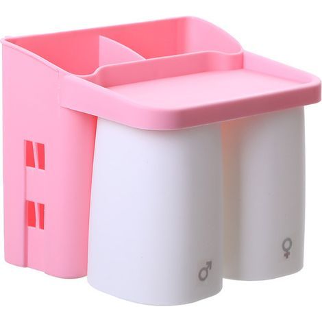 Soporte magnético invertido para cepillos de dientes, estante de almacenamiento para productos de limpieza de baño, para montaje en pared (rosa) (1/5)