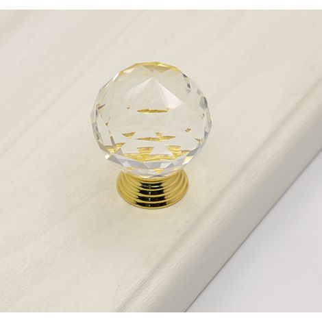 10 pomos de cristal transparente con forma de diamante para puertas de muebles, cajones y armarios, con tornillos (30 mm). (1/3)