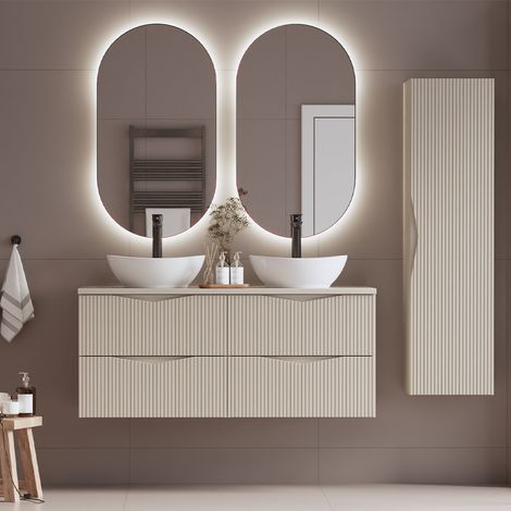 Conjunto mueble lavabo doble 120cm y columna Tao Cachemira
