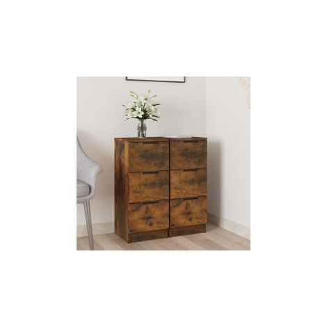 Buffets 2 pcs Chêne fumé 30x30x70 Bois d'ingénierie (1/5)