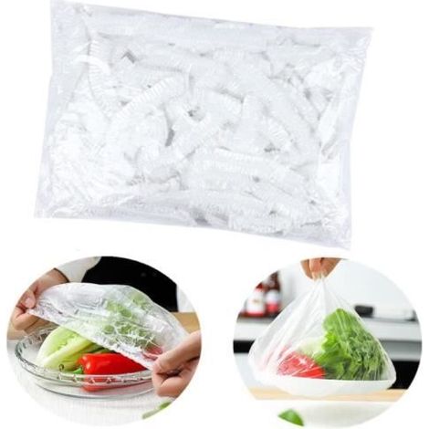 100pcs Sac de conservation,charlottes plastiques,Utile pour couvrir différents plats,couvercle de protection alimentaire gain (1/4)
