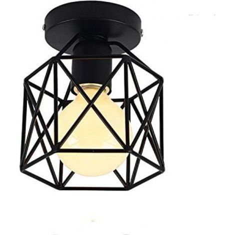 Plafonnier Industrielle Retro en Cube Carré Suspension luminaire pour Salon Chambre Bar Salle à Manger 1PCS Métal Fer Noir (1/4)