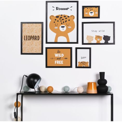 Ensemble de 6 cadres photo LEOPARD, MDF (1/2)