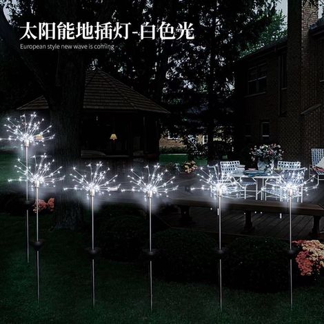 Solarbetriebene LED-Leuchten für Parks, Höfe, Rasenflächen und die Außenbeleuchtung, Gartenzubehör, Landschaftsbeleuchtung, rund, 2 Modi, 120 LEDs, weißes Licht (1/5)