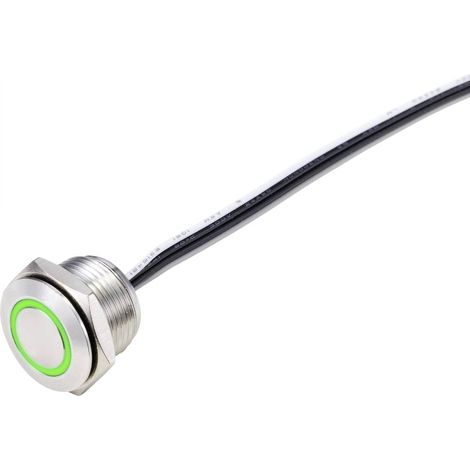TRU COMPONENTS TC-9219104 PULSANTE A PRESSIONE 24 V/DC 50 MA 1 X ON/(OFF) IP40, 1 PEZZO, VERDE (1/2)