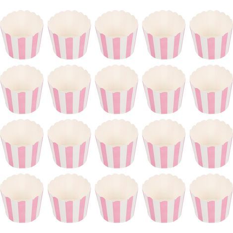 Muffin Baking Cups in Heat Resistant Paper Pink Striped (1/5)