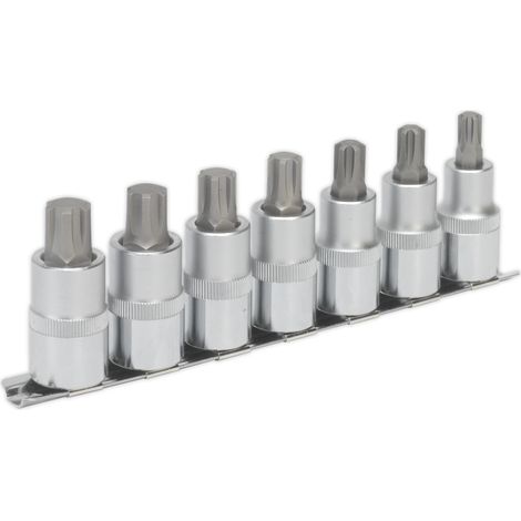 Sealey Premier Ribe Socket Bit Set 1/2""Sq Drive 55mm 7pc AK6234