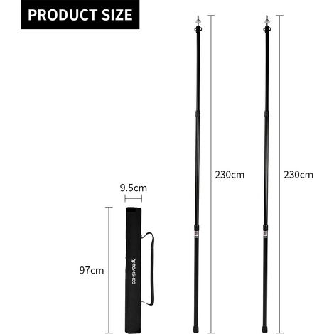 Poteaux de tente télescopiques portables et légers, bâche de Camping réglable en aluminium pour abri, hamac, auvent contre la pluie et les mouches (1/5)