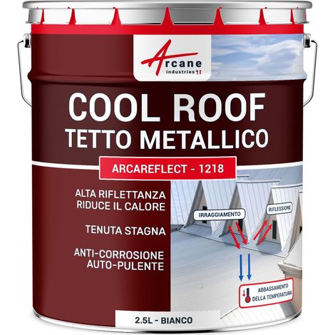 Vernice per tetti in lamiera, anticalore e anticorrosione - ARCAREFLECT - 1218 - 2,5 L Bianco - ARCANE INDUSTRIES (1/5)
