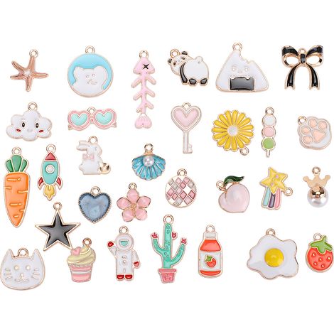 Kit de 30 accessoires pour cheveux en alliage avec pendentif effet goutte d'huile, pour la création de bracelets et colliers. Matériel de bricolage en forme de carotte. (1/4)