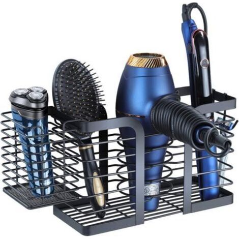 CSPARKV Support pour sèche-cheveux - Support de rangement pour sèche-cheveux, fer à friser et brosse - Noir