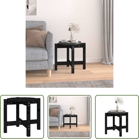 Kiefer Couchtisch - Couchtisch Schwarz Ø 52,5x45 cm Massivholz Kiefer (1/5)