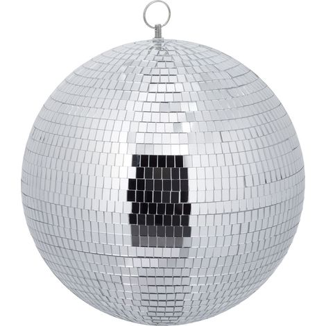 Relaxdays Discokugel, Ø 30 cm, Deko Spiegelkugel zum Aufhängen, große Partykugel mit Metallöse, Discoball Party, silber (1/5)