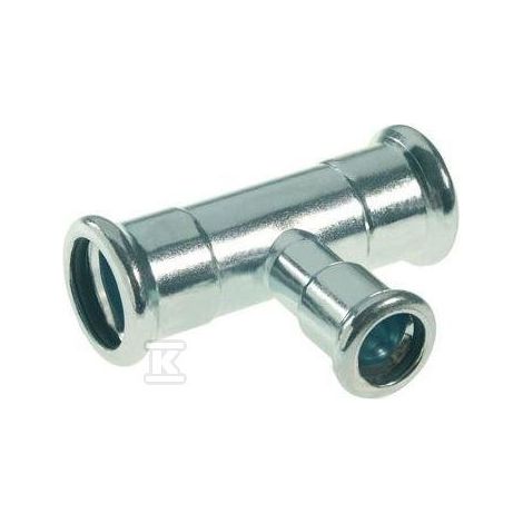 Conector en T reductor de acero de 28x22x28 mm para rociadores.