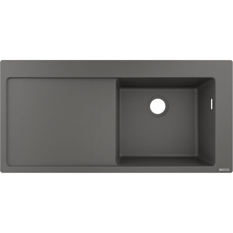 Fregadero encastrable 1 seno HANSGROHE S51 450 escurridor izquierdo sin desagüe gris piedra (1/5)