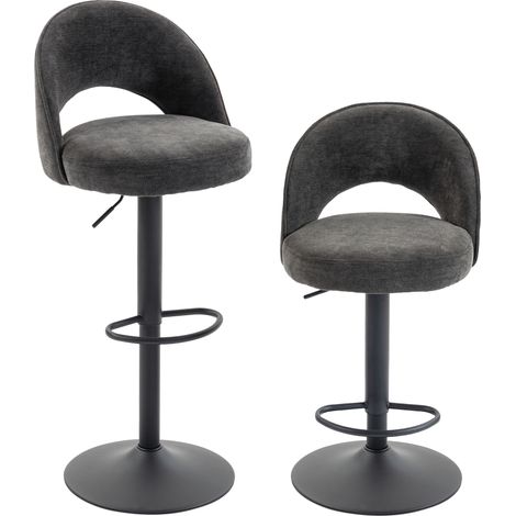 Barhocker 2er-Set, höhenverstellbar und drehbar, für Theke, Dunkelgrau (1/5)