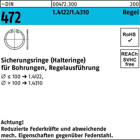 DIN 472 Sicherungsringe 1.4310 140 x 4 rostfreiei S (1/2)