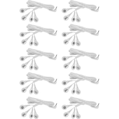 10 câbles d'électrodes à 4 contacts de 2,5 mm CC, compatibles avec les appareils de massage TENS numériques. (1/5)
