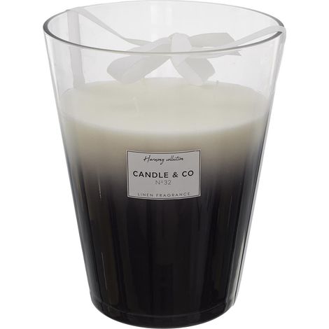 Grande Bougie Parfumée 3 mèches Vase Noir Senteur Linge Frais H23cm (1/4)