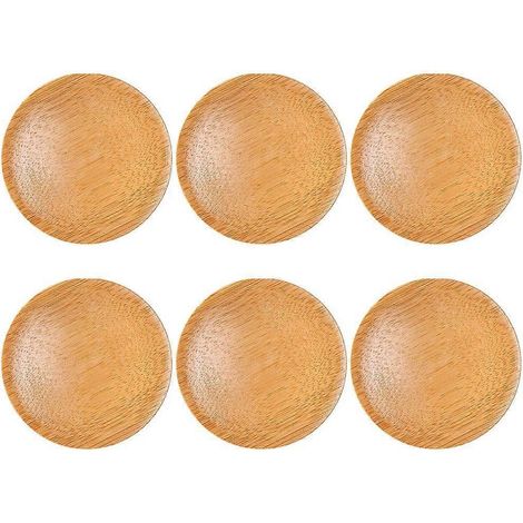 Ensemble de 6 dessous de verre ronds en bambou naturel, isolants thermiques pour table (1/4)