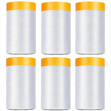 Lot de 6 rouleaux de ruban adhésif et de film de masquage pré-encollé de 1,8 x 62,3 pi (1/5)