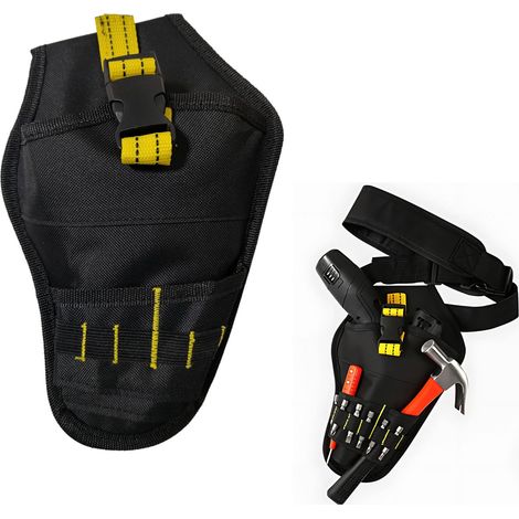 Sac Porte-Outils pour perceuse électrique sans Fil avec Ceinture réglable,Sac à Outils Noir pour perceuse électrique et forets,Plusieurs Poches Tissu Oxford épaissi Durable et Robuste (1/5)