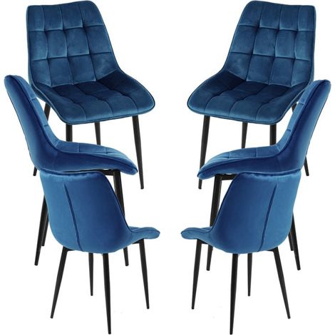 Packs Sillas Comedor - Pack 6 Sillas Cade Terciopelo - Azul (1/5)