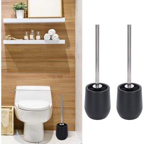 Schwarze Toilettenbürste ohne tote Winkel, kreative Toilettenbürste im nordischen Stil mit Sockel, kein Bohren erforderlich. (1/5)