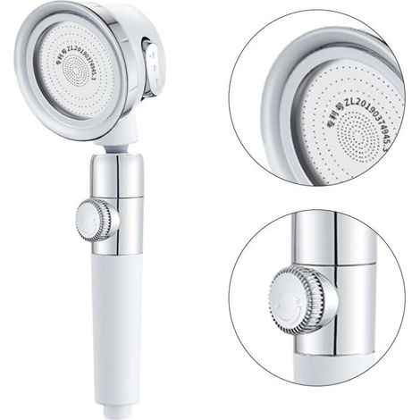 Soffione doccia addolcitore portatile, soffione doccia ad alta pressione con 3 impostazioni di getto, soffione doccia a getto pressurizzato per il risparmio idrico (1/4)