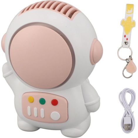 Ventilateur Astronaute Portable Rose Mini USB Rechargeable Sans Lames 2 Vitesses Silencieux pour Extérieur