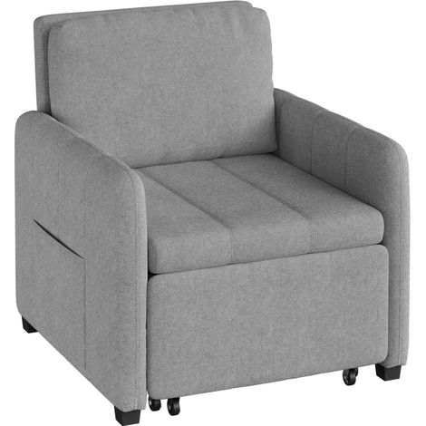 WOLTU Cama 3 en 1: sofá cama individual extraíble, tejido de rizo transpirable, gris claro