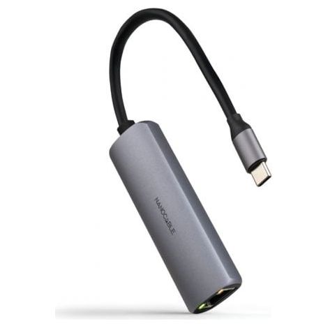 Hub USB Tipo-C 3.1 Nanocable 10.16.4603/ 1xUSB Tipo-C PD/ 1xRJ45/ Gris