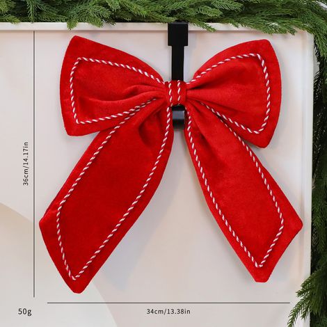 Pendentif nœud papillon velours rouge et blanc - Décoration de Noël Intérieur/Extérieur - Grand Format (1/5)