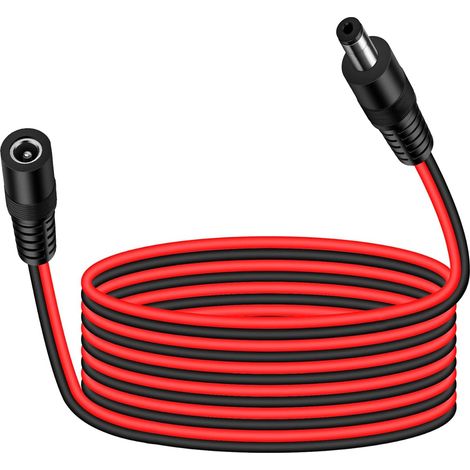Cavo di alimentazione di prolunga da 3 metri, 14AWG, con connettore maschio-femmina da 2,1 mm x 5,5 mm, 12 V 10 A, per telecamere di videosorveglianza CCTV e LED.