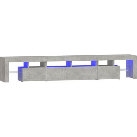 Meuble TV multimédia étagère télévision buffet téléviseur salle à manger salon chambre avec lumières LED 230 x 36,5 x 40 cm gris