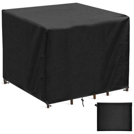 Pair Gartentischabdeckung, 420D Oxford-Gewebe, quadratisch, wasserdicht, windabweisend, Schutzplane für quadratische Gartentische, 90 x 90 x 90 cm