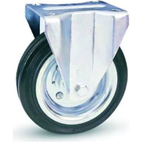RUOTA A FORCELLA SU PIASTRA 80A AVO - A/ZINCR/GOMMA NERA D.MM 180X50 P.MM 140X110 - 1 pezzo