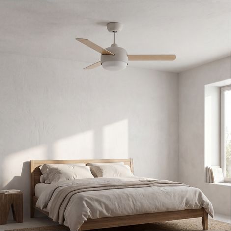 Forlight Klar - Deckenventilator mit LED-Licht Durchmesser 106.6cm. Gehäuse aus Holz. Farbe Weiß