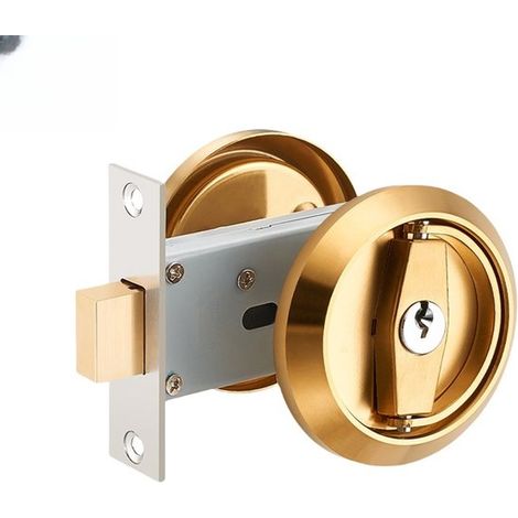 Anello di chiusura a scomparsa per porta, adatto per serrature ad anello, serrature per porte in acciaio inox 304, linguetta in rame puro, antifurto (oro). (1/2)