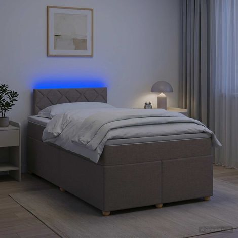 vidaXL Lit boxspring avec matelas Taupe 120 x 200 cm Tissu (1/5)