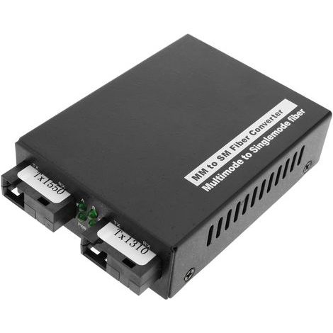 BeMatik - Conversor de fibra óptica unidireccional 1000 Mbps Multimodo SC 2KM a Monomodo SC 20Km (1/5)