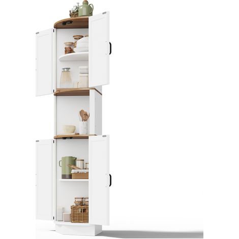 Eckschrank mit 2 Türen, 1 offenem Fach und 5 Staufächern, im Landhausstil, aus MDF, 39.5 x 39.5 x 180 cm, Weiß (1/5)