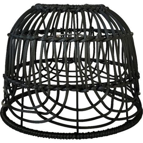 Creative Scandi Lampshade, Natural Decoration, Woven Droplight Lampshade, E26 Wicker Lampshade, Pendant Light Cover for Teahouse, Black (1/5)