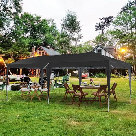 Garden Pop Up Gazebo,3 x 6m Height Adjustable Marquee Party Tent,Black (1/5)