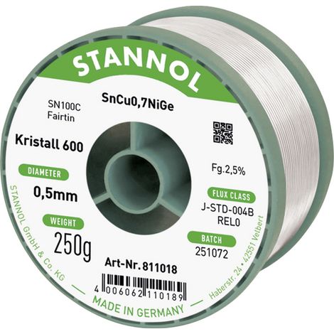 Stannol Lötdraht Kristall 600 Lötzinn, bleifrei Spule, bleifrei REL0 250 g 0.5 mm