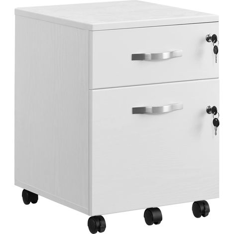 Caisson Bureau, Petit Meuble de Rangement Mobile, 2 Tiroirs (1/5)