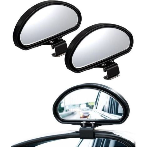 2Pcs Retroviseur Conduite Accompagnée Retroviseur Angle Mort pour Tous Les Voitures- Miroir Convexe Angle réglable-Crezuo (1/4)